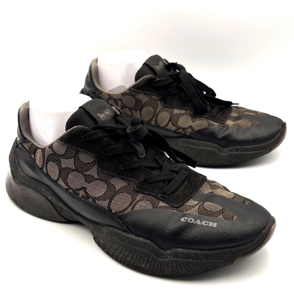 Coach CitySole Court Sneakers Black Charcoal Signature Jacquard C8812 Mens 10D